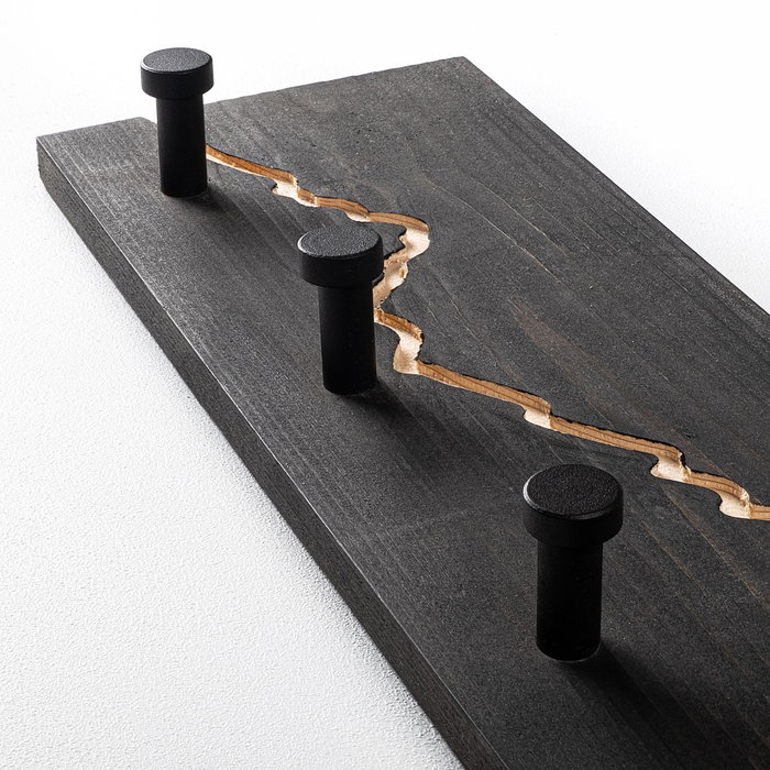 Wallity Mountain 1 Gancho de pared de madera y metal Negro